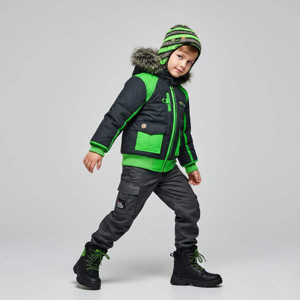 Boys&rsquo; winter-autumn jacket Wojcik "Trucizna i Anti.1" graphite with detachable hood, 92