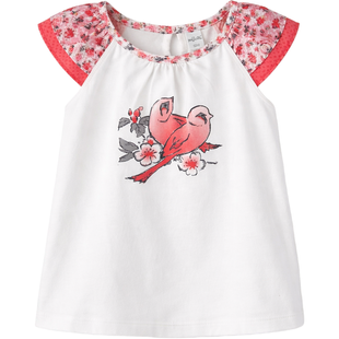 Girl's White T-shirt Wojcik "Uwolnij Marzenia" with Birds, 104