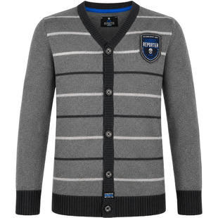 Button-down sweater for teenage boy Reporter Young 141-73B-03-152 gray, 146
