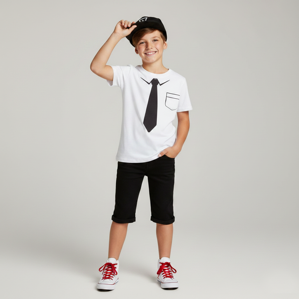 T-shirt for teenage boy Tie white, 152