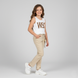 Girl's Summer Trousers Wojcik "Nowa Ikona Stylu" Beige with Chain, 128
