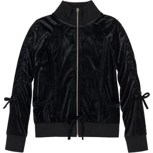 Wojcik Laura 2 Girls&rsquo; Black Velvet Zip Jacket, 152