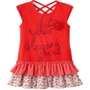 Girl's Tunic Wojcik "Uwolnij Marzenia" Coral with Flowers, 116