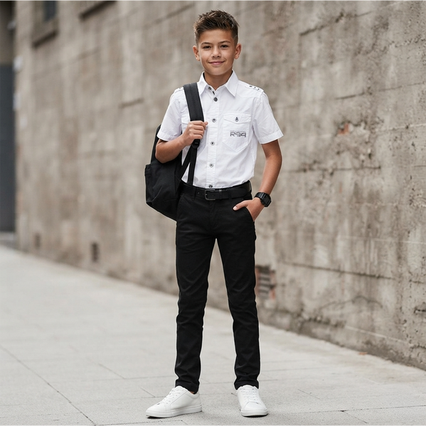 White Short-Sleeve Shirt for Teenage Boys Reporter Young 141-30B-12-200, 176