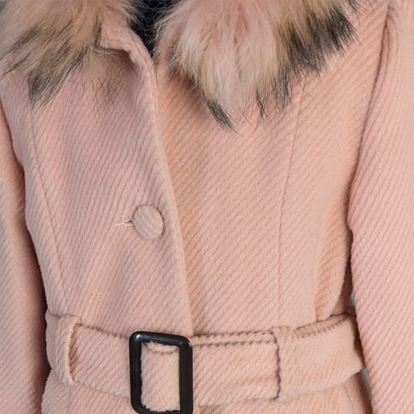 Coat for girls Wojcik Brązowy Szyk coral with natural fur, 116