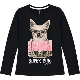 Reporter Young Girls' Teen Long Sleeve Top "Super Chic" 133-42G-13-100 Black, 152