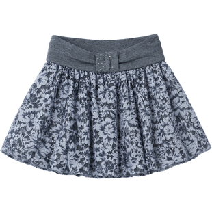 Girls Grey Lace Bubble Skirt Wojcik "Bajeczna Tancerka" with Rhinestone Bow, 104
