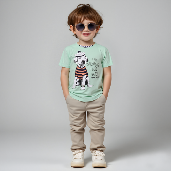 T-shirt for boys Wojcik Pieskie Zycie light green, 86