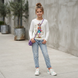 Cream Printed Long Sleeve Top for Teen Girls Reporter Young "133-42G-21-220", 146