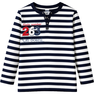 Boy's Long-Sleeve Wojcik "Na Pokladzie" Blue and White Striped, 86