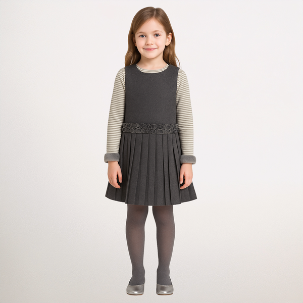 Girls&rsquo; pinafore Wojcik Moj Klejnot graphite wool, 110