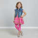 Girl's Denim Jacket Wojcik "Dziewczyna w Stylu Boho" Premium Blue Short Sleeve Jean Jacket, 122