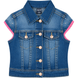 Girl's Denim Jacket Wojcik "Dziewczyna w Stylu Boho" Premium Blue Short Sleeve Jean Jacket, 122