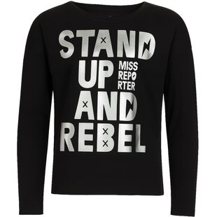 Girls&rsquo; black long sleeve top Reporter Young &ldquo;Stand Up And Rebel&rdquo; 143-42G-29-100, 146
