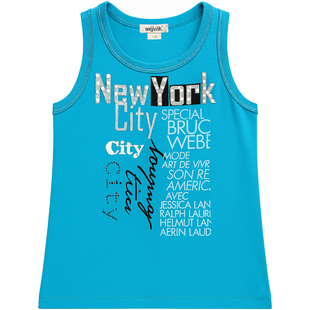Tank top for girls Wojcik Nowy Jork turquoise, 128