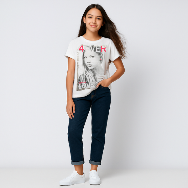 T-shirt for girls Reporter Young 141-40G-55-200 white, 152