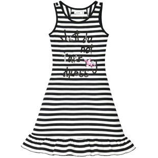 Girl's Summer Dress Wojcik "Moj Swiat" Knitted Striped with Sequins, 146