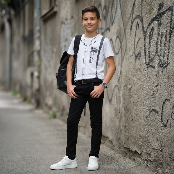 T-shirt for teenage boy Reporter Young 141-40B-54-200 white, 152