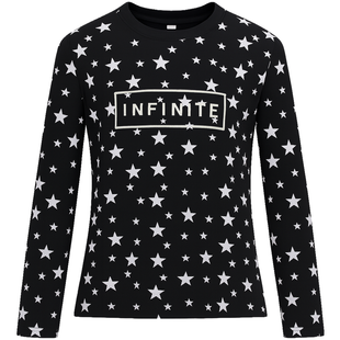 Girls' long sleeve top G-0035 INFINITE star pattern dark blue, 128