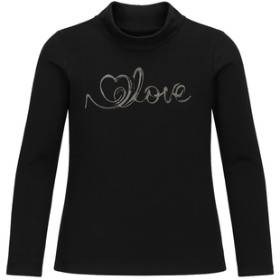 Girls&rsquo; turtleneck Wojcik Rozowa Bajka black cotton with &ldquo;Love&rdquo; print, 110