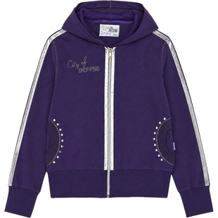 Girl's Purple Zip-up Hoodie Wojcik "Czas Zakupow" with Rhinestones, 128