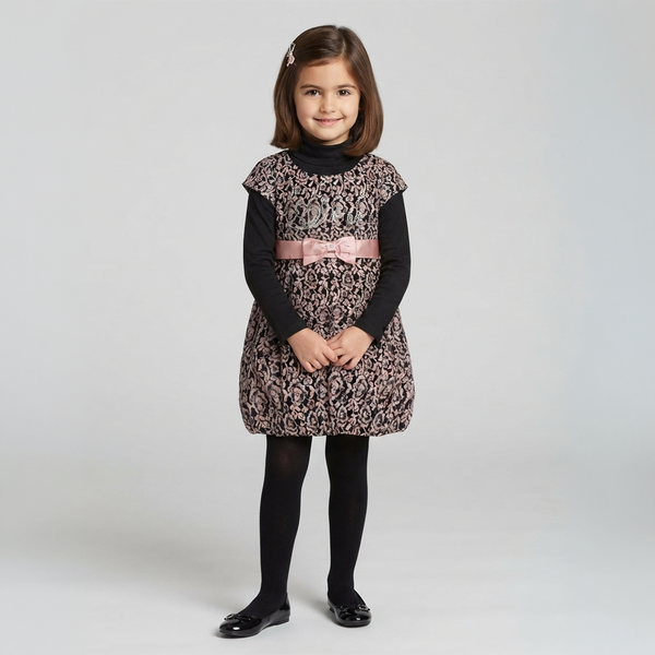 Girls&rsquo; turtleneck Wojcik Rozowa Bajka black cotton with &ldquo;Love&rdquo; print, 110