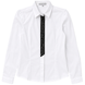 White blouse for girls Reporter Young 143-37G-06-200 with long sleeves and decorative tie, 146