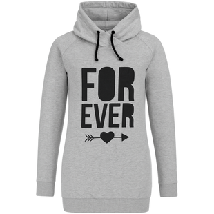 Girls&rsquo; long sweatshirt &ldquo;FOREVER&rdquo; grey with high collar G-021, 146