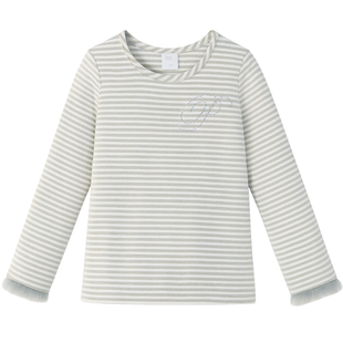 Girls&rsquo; long sleeve top Wojcik Moj Klejnot grey striped with rhinestones, 110