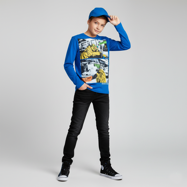 Teen Boy&rsquo;s Long Sleeve T-Shirt Reporter Young Blue 143-42B-36-472, 146