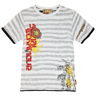 T-shirt for boy Wojcik Socialne Zoo 1 white stripe, 104