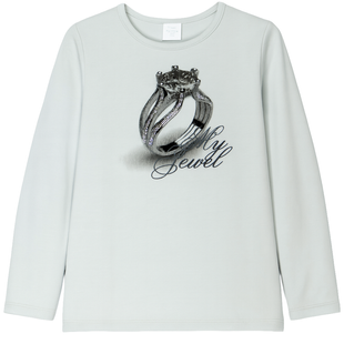 Girls&rsquo; long sleeve top Wojcik Moj Klejnot grey with print, 128
