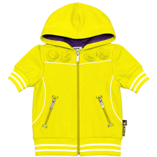 Girl's Yellow (Lemon) Short Sleeve Zip-Up Hoodie Wojcik "Slonce Tylko Dla Ciebie" with Hood, 92