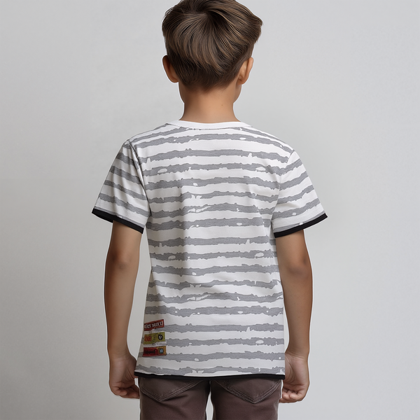 T-shirt for boy Wojcik Socialne Zoo 1 white stripe, 104