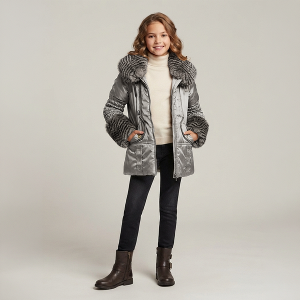 Winter Jacket for Girls Wojcik Moja Pierwsza Randka 2 Silver, 128