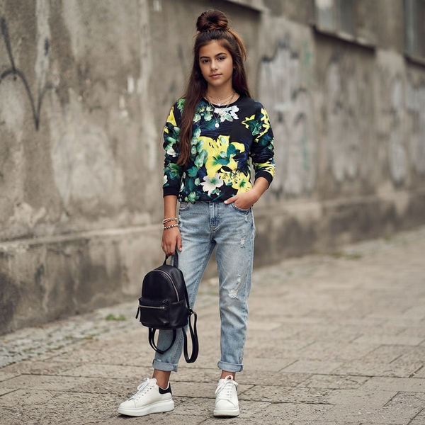 Світшот для дівчинки Reporter Young квітковий принт чорний 163-50G-45-100 YR1 фото