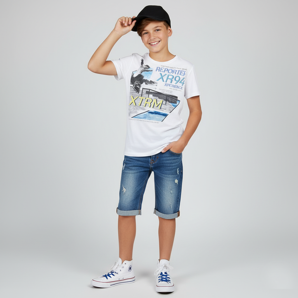 T-shirt for teenage boy Reporter Young 141-40B-35-200 white, 164