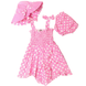 Girl's 3-Piece Summer Set "Ms-142" Pink Polka Dot (Sundress, Sun Hat, and Bloomers), 80