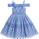 Girls&rsquo; Blue Dress Wojcik "Najpiękniejsza" with Polka Dot Tulle, 122
