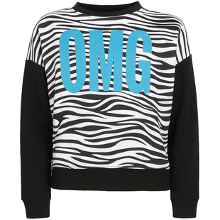Girls&rsquo; sweatshirt Reporter Young &ldquo;OMG&rdquo; zebra print black-white 143-50G-06-100, 146