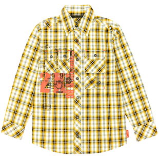 Boys Beige Long-Sleeve Shirt "Wojcik Jaskinioiec 1" with Graphic Print, 128