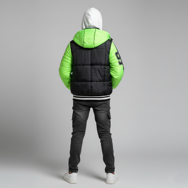 Boys&rsquo; winter-autumn jacket Reporter Young black with lime sleeves 143-82B-02-523, 128
