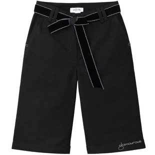 Girl's Capri Pants Wojcik "Stylowa Zyrafa" Black with Velvet Bow, 98