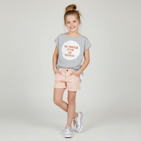 Girl's Shorts Wojcik "Zbuntowana Roza" Pink Denim, 128