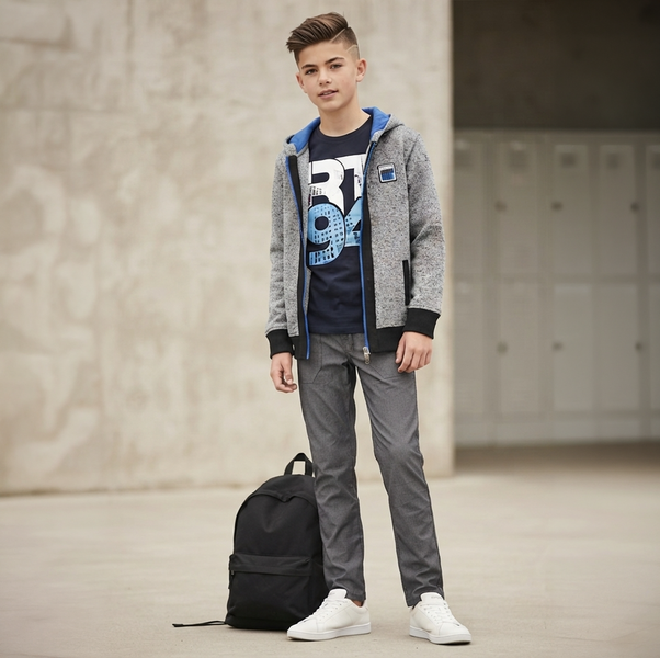 Sweater for a boy Reporter Young 143-74B-01-120 gray on fleece, 146