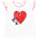 Girl's T-shirt Wojcik "Kotek i serduszko" White with Large Heart and Ruffles, 98