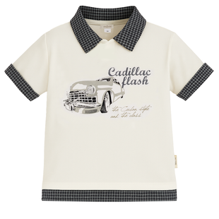 T-shirt for boy Wojcik Blysk Cadilaca polo cream, 128