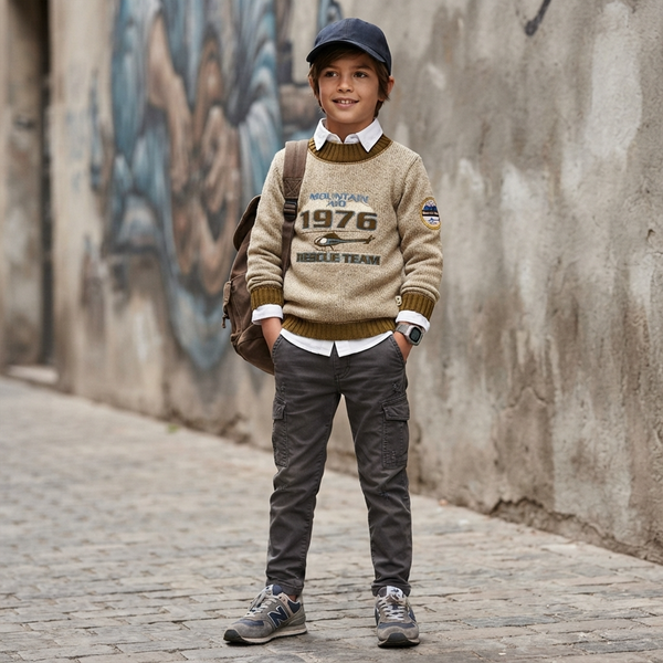 Sweater for boy MM "Helikopter" beige, 116