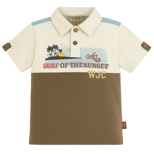 T-shirt for boys Wojcik Fala O Zachodzie Słońca polo khaki, 104
