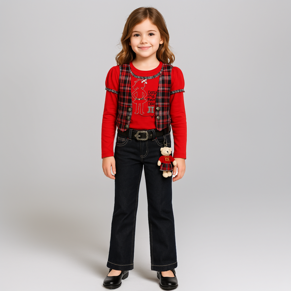 Girls&rsquo; jeans Wojcik Papierowa Laleczka black with belt, 98